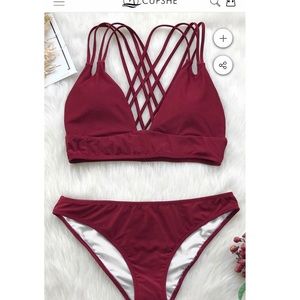 Burgundy strappy bikini